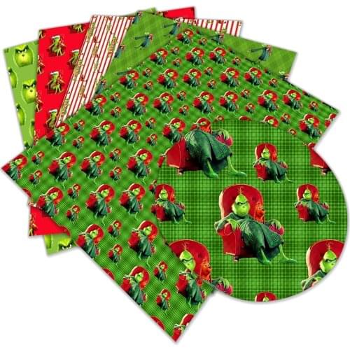 Christmas Cartoon Pattern Printed Faux Leather Sheet (22cm x 30cm) for DIY Earrings Bows Jewelry Making