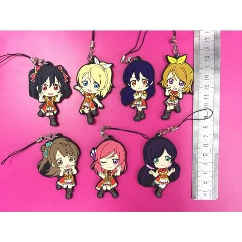 Love Live Kotori Anime keychain Nico Rin Umi Maki Chika Riko Yoshi Kunikida Kanan Rubber strap/phone charm G459