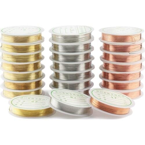 0.2-1mm silver/gold/rose gold copper wire for Bracelet Necklace DIY Colorfast Beading Wire Jewelry Cord String for Craft Making