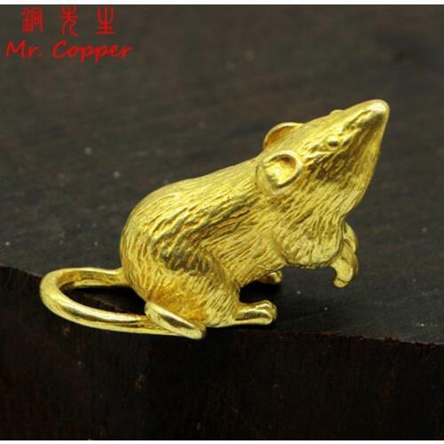 Copper Lucky Rat Miniature Figurines Ornaments Desktop Decoration Accessories 2020 New Year Brass Zodiac Mouse Keychain Pendants