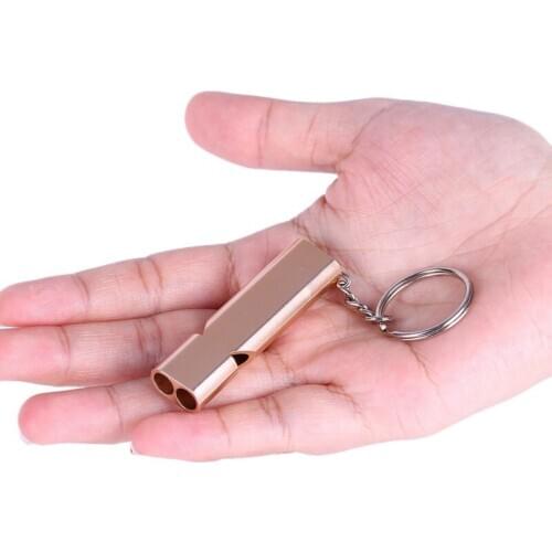 Mini Whistle Aluminum Keychain Outdoor Safety Tools Survival Whistle Double Pipe High Decibel Emergency Whistle Newest 2021
