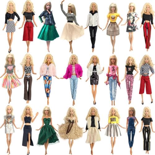 NK 3 Pcs or 5 Pcs/Set Doll Fashion Outfits Daily Wear Casual Dress Shirt Skirt Clothes for Barbie Doll Accessories 5G JJ