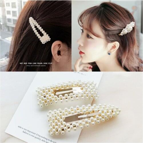 Fashion Pearl Hair Clips Women Headwear Elegant Hairpins Alloy BB Barrettes Girls Hair Ornament Styling Accessories