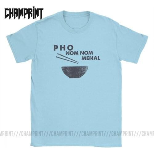 Pho Nom Nom Menal T Shirt Mens 100% Cotton T-Shirts Vietnamese Soup Noodles Food Love Viet Punny Noodle Tees Short Sleeve