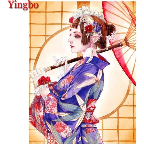 DIY Diamond Painting Kit Diamond Embroidery Japanese kimono woman Full Square round Beaded DIY Rhinestones Art Decor For Home