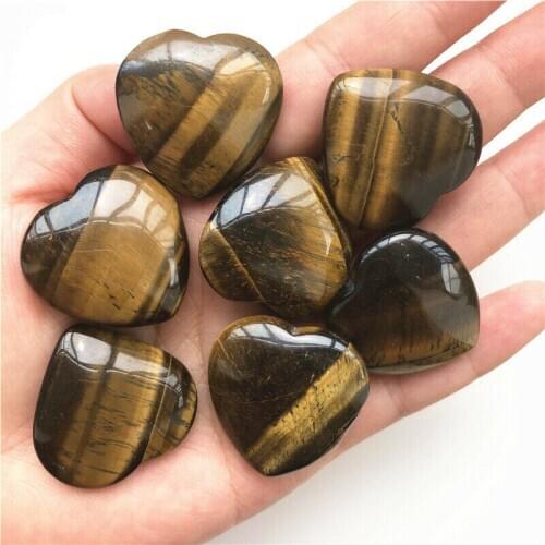 Natural Tigers Eye Crystal Heart Shaped Stone Meditation Healing Polished Gifts Natural Quartz Crystals 1pc