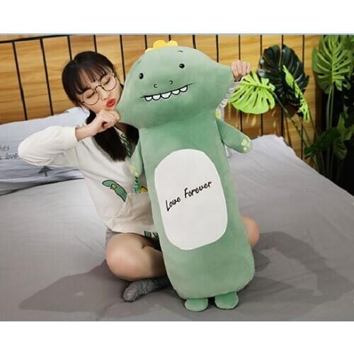 New toy creative long pillow Soft animal dinosaur,mouse,cat,pig,bear plush toy down cotton doll throw pillow birthday gift b2204