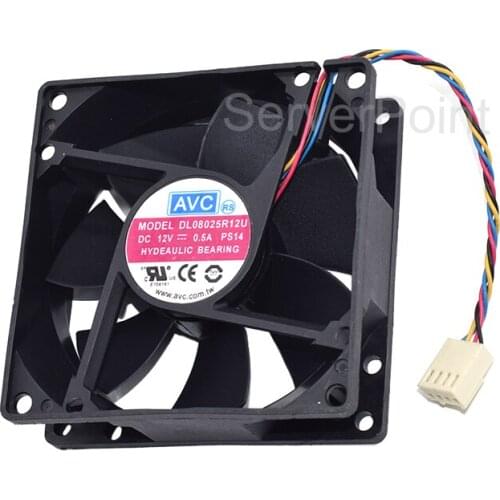 New Hydraulic Bearing PWM FOUR PINS CPU FAN 8025 8CM DC12V 0.5A Fan DL08025R12U For AVC