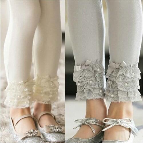 Promo Autumn winter baby girls lace leggings infant girl cotton warm trousers Baby skinny pants 2-7y toddler girls clothing