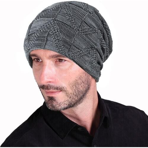 Mens autumn winter Pullover hat thickened Wool Hat Plush knitted hat outdoor warm ear protection windproof pile hat trend cap