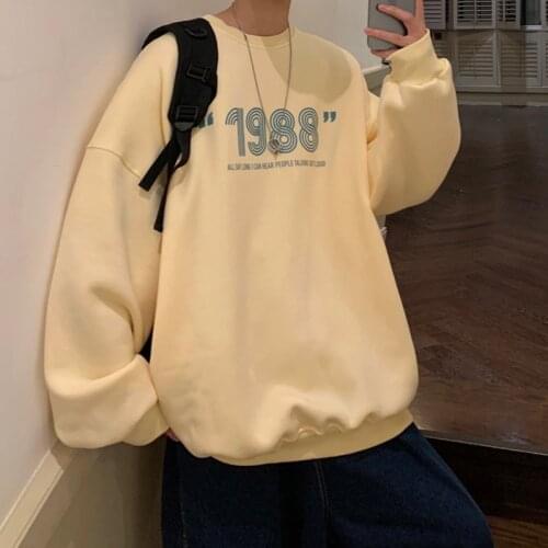 Hybskr Letter Graphic Oversize Men Sweatshirt Round Neck Hip Hop Streetwear Harajuku Fashion Male Pullovers Casual Men Clothing