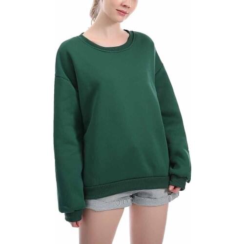 Oversized Crewneck Sweatshirt Womens Green Sweatshirt Plain Long Sleeve Pullovers Female Hip Hop Hoodie Autumn Winter Warm Top