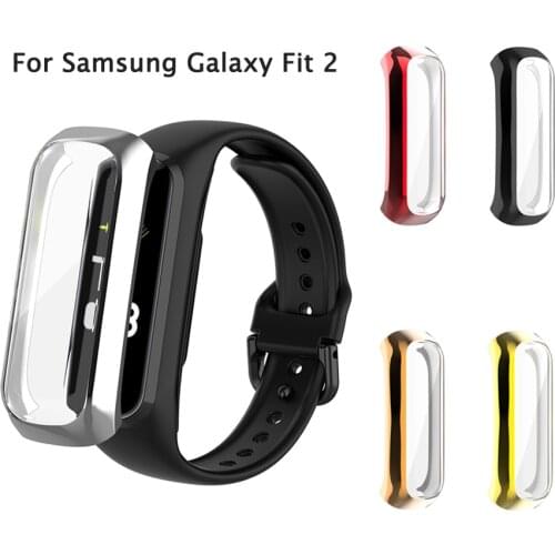 Plating PC Full Coverage Screen Protector Case for Samsung Galaxy Fit 2 SM-R220 Shell Protective Bumper for Samsung Fit 2 Strap