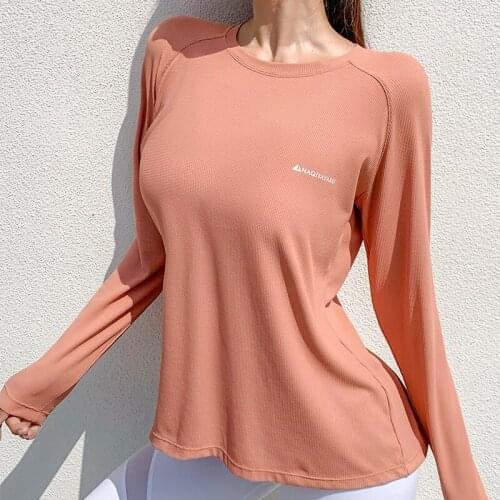 Women Loose Comfortable Yoga Shirts Quick Dry Gym Fitness Long-Sleeves Top Sexy Running Solid Color Female Sports Training Top