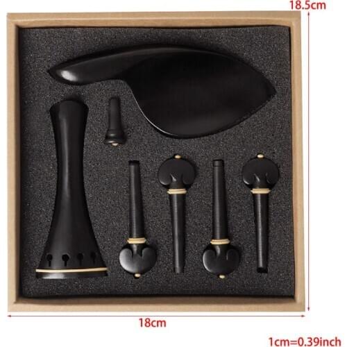 1set Violin Kit Accessories 4/4 Ebony Violin Tailpiece Peg Chin rest Fine Tuner XXUF