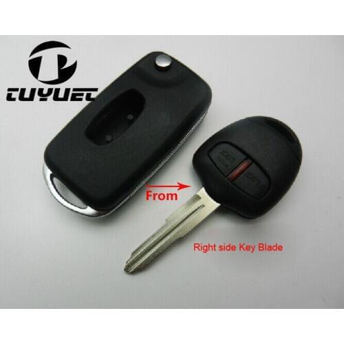 2 Buttons FOB Car Key Blanks Case For Mitsubishi Outlander Grandis ASX Pajero Modified Flip Remote Key Shell Case Right Blade
