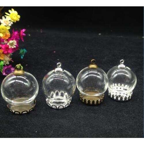 20sets/lot 20*15mm Glass Bubble with 6mm cap pendant jewelry finidngs fashion handmade glass globe necklace glass vial pendant