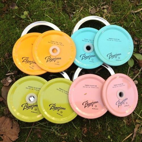 32 sets/pack Classic Drinking glass Metal lids , Mason jar Lids With Straw Holes & Without, Metal & Stainless Steel Rings