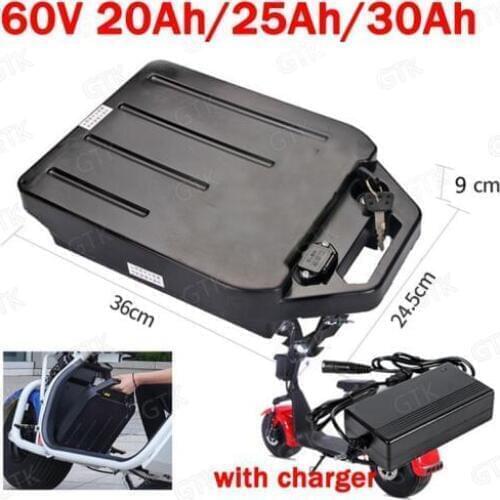 GTK 60V 30Ah Lithium ion 60v 20Ah 25Ah li ion battery for two Wheel Foldable citycoco X7 X8 X9 scooter + 5A charger