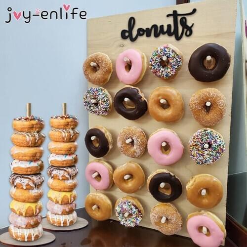 Donut Acrylic Stand Wooden Donut Wall Display Board Donuts Table Wedding Decoration Accessories Baby Shower Birthday Party Decor