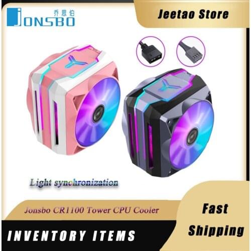 Jonsbo CR1100 Tower CPU Cooler 6 HeatPipe Gray/Pink 5V 3pin ARGB Addressable PWM Cooling Silent Fan for Intel 775 1155 1156 AM4