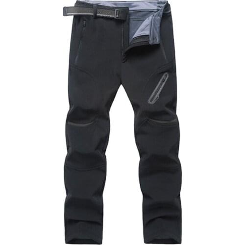 New Autumn Winter Travel Trousers Men Fleece Softshell Pants Oversize Thermal Waterproof Pants Men Sports Trousers 9XL