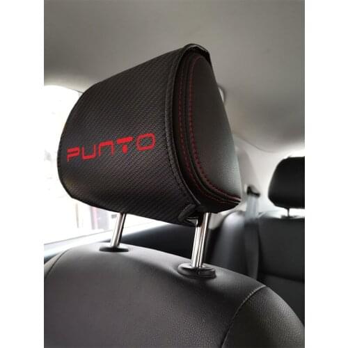 Car Headrest Cover for FIAT PUNTO PU Leather Car Pillow Protector Case Interior Accessories
