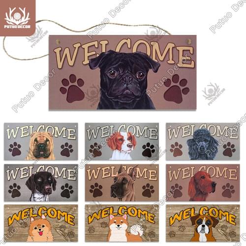 Putuo Decor Dog Plaque Pet Gift of Love Plaque Wood Friendship Wooden Pendant for Wooden Hanging Dog Kennel House Decor