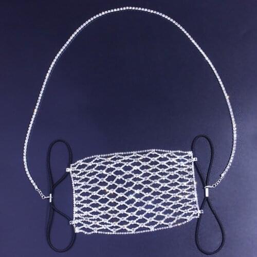 2020 Fashion Luxury Rhinestone Long Chain For Mask Holder Accessories Novelty Hangable Crystal Mask Chain Necklace Strap Rope