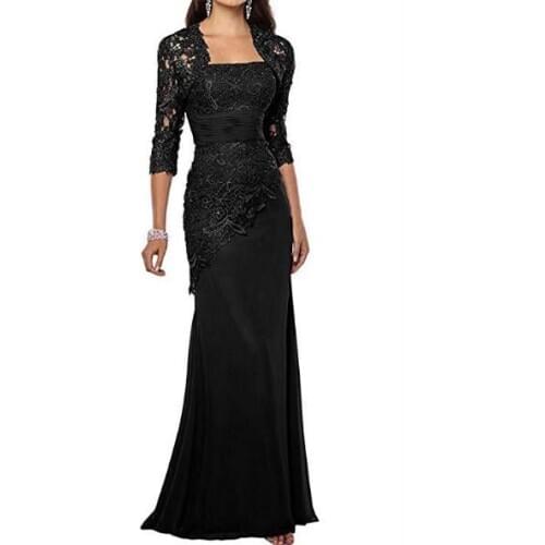 Elegant Mother Dresses with Jacket Zipper Back Floor Length Lace Appliques Mermaid Mother of the Bride Dresses Custom