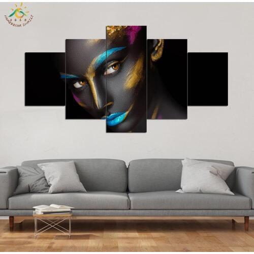 Painted Black Cool Figure Picture And Poster Canvas Painting Modern Wall Art Print Pop Art Wall Pictures 3-4-5 panels