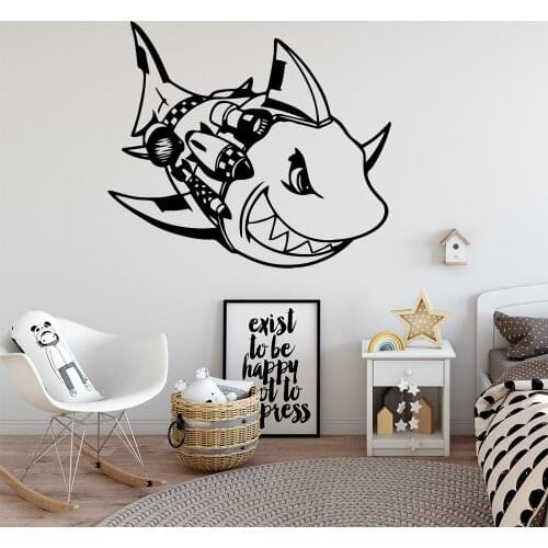 Colorful shark Home Decor Wall Stickers For Kids Rooms Decoration Wall Decal Home Decor