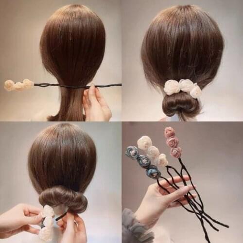 Flower tray hair ball head fluffy bud head artifact Korean version of anti-slip lazy simple 2020 new headwear women