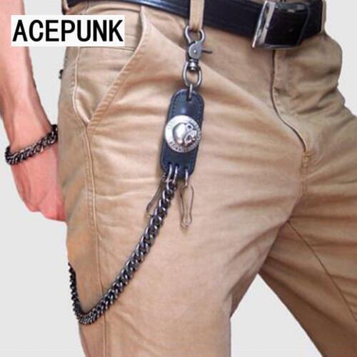 Hip-Hop Ghost Head Metal Waist Chain Dark Grey Waist Chain Rock Punk Trousers Hipster Pant Jean Keychain Ring Clip Keyring