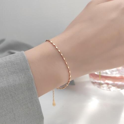 DAIWUJAN Minimalist 925 Sterling Silver Slim Square Chain Womens Bracelet Fashionable Charm Bracelets Party Daily Jewelry
