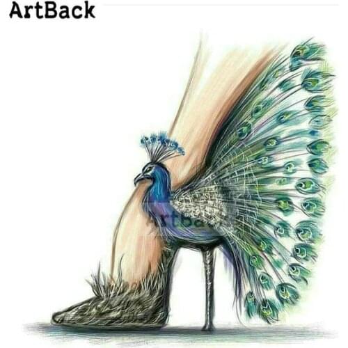 Cartoon 5d diy diamond painting peacock high heel icon full square round 3D diamond embroidery artwork room decoration kids gift