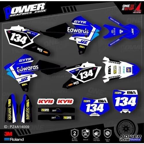 PowerZone Custom Team Graphics Backgrounds Decals 3M Stickers Kit For YAMAHA 14-18 YZ250F 15-18 YZ250FX WRF250 14-17 YZ450F 009