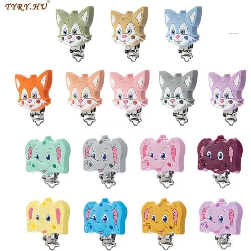 10pc Stainless Steel Fox Elephant Pacifier Clips Dummy Chain Baby Teether Accessories Clip DIY Pacifier Clip for Silicone Teethi