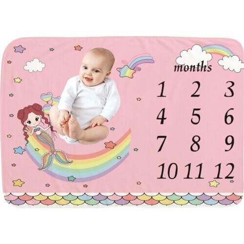 2021 New Baby Monthly Record Growth Milestone Blanket Newborn Soft Flannel Swaddle Wrap