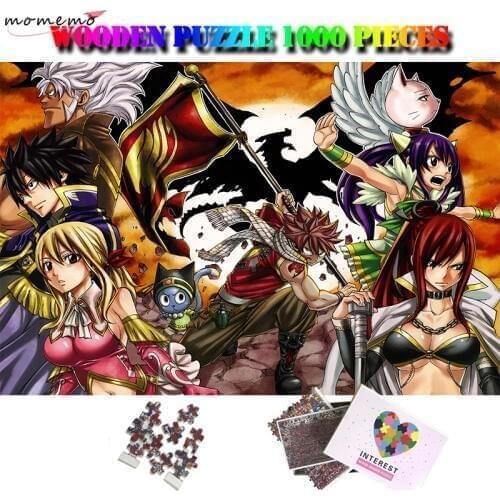 MOMEMO Fairy Tail Wooden Puzzles for Adults Cartoon Anime 1000 Pieces Jigsaw Picture Puzzle Games Toys for Kids Education Gifts