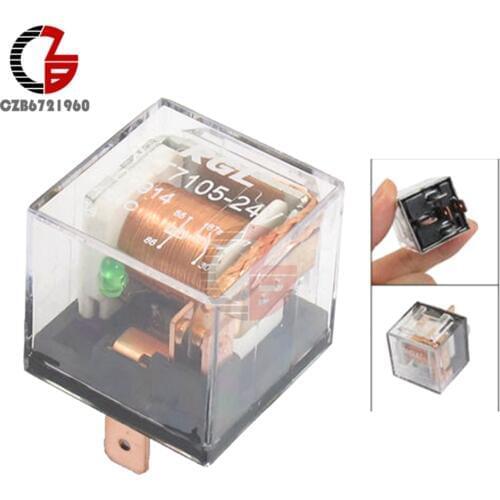 DC 24V 80A 5 PIN 1NO 1NC SPDT Green Indicator Automotive Truck Auto Car Relay Transparent Electromagnetic Sealed Relays