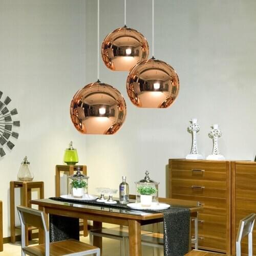 Nordic Led Electroplating Golden Ball Chandelier Bar Table Living Room Dining Room Lighting Simple Bronze Golden Glass Ball