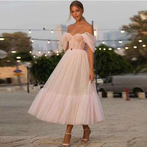 Sweet Light Pink Women Dresses To Engagement Party A-line Ankle Length Pretty Honeymoon Women Dress Flounce Bottom