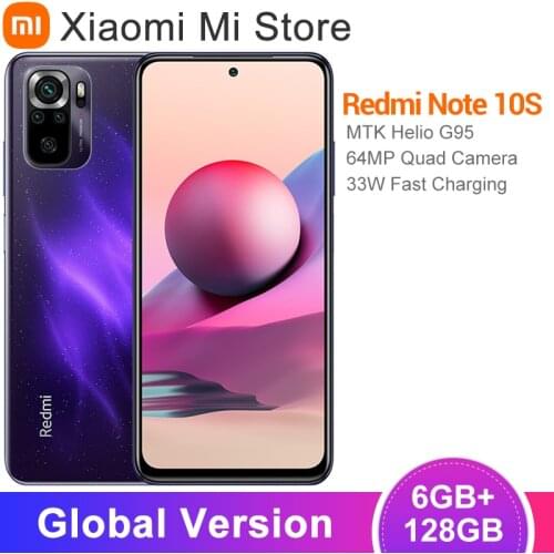 Newest Global Version Xiaomi Redmi Note 10S Smartphone 64GB/128GB Helio G95 Octa Core 64MP Quad Camera 5000mAh Battery 6.43"