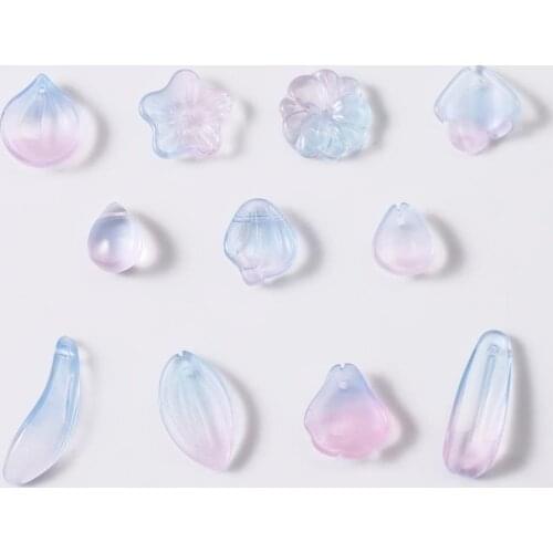 10Pcs Glass Petals Gradient Jelly Color Beads Crafts For DIY Crystal Pendant Earrings Jewelry Making Accessories