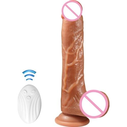 Telescopic Swing Realistic Dildos Masturbation Dick Soft Real Penis Remote Heating Suction Cup Cock Vibrator Sex toys For Women