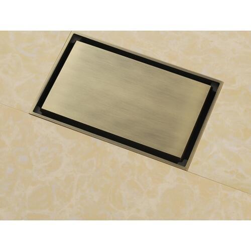High quality Antique bronze solid brass 140 x 90mm square anti-odor floor drain bathroom invisible shower drain