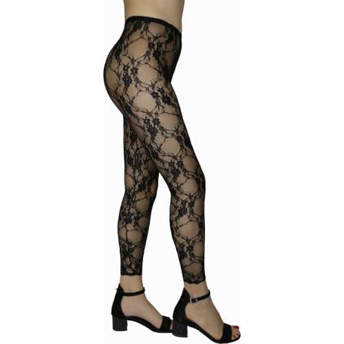 Womens Black Lace Long Leggings