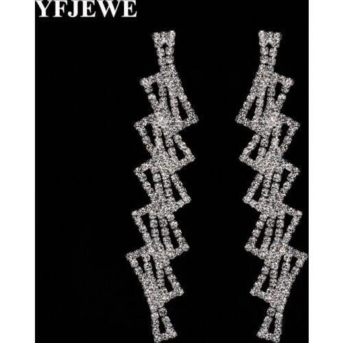 YFJEWE New 2018 Silver Color Statement Geometric Crystal Pendientes Earrings for Women Fashion Drop Earring Brincos E503