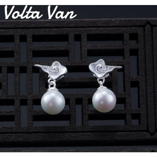 Volta Van 2021 New Drop Earrings 925 Sterling Silver Freshwater Pearls Vintage Pendientes Plata Clouds Elegant Concise Earrings